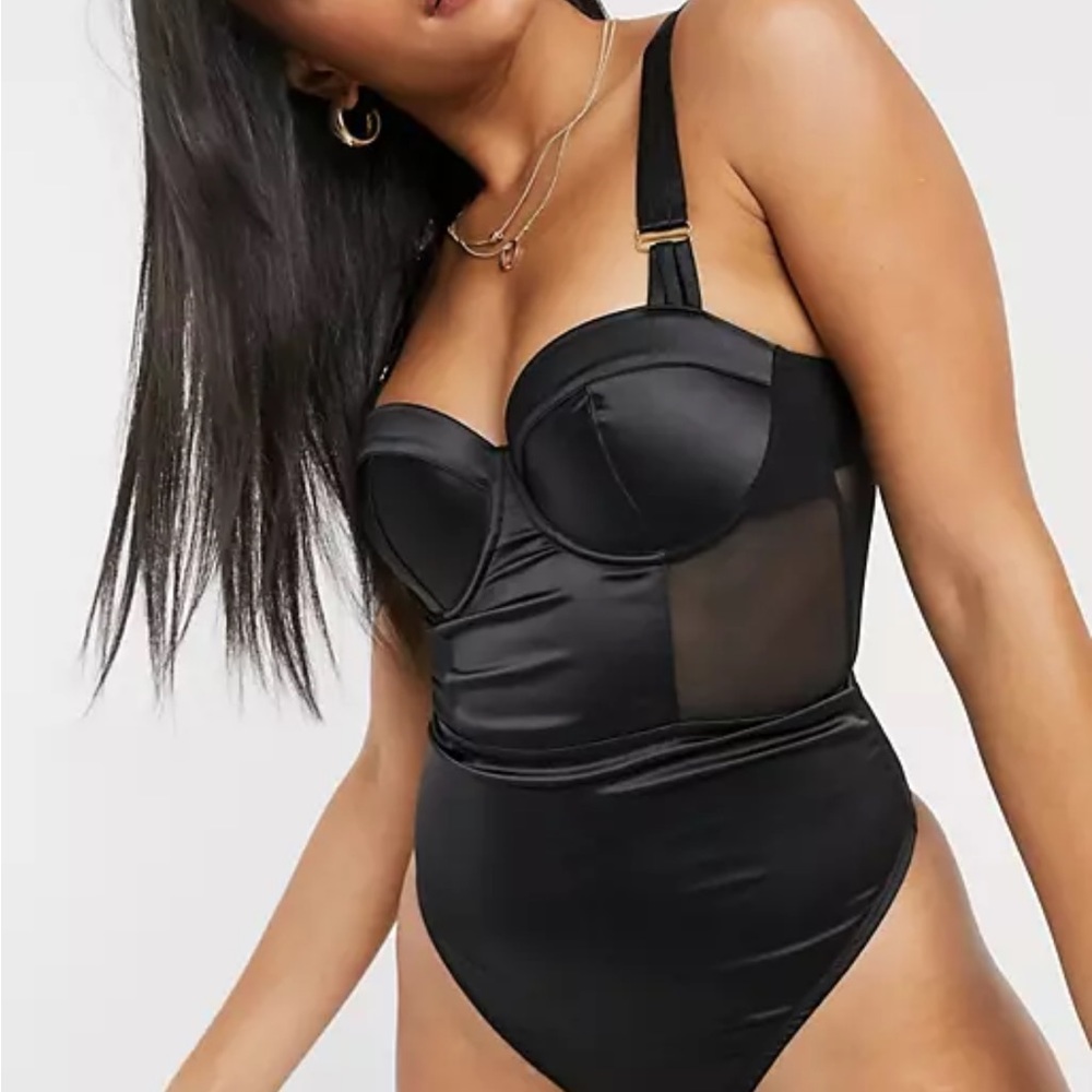 ASOS black silk bodysuit
